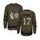 Men's Blackhawks #17 Dylan Strome Green Salute to Service Stitched Hockey Jersey