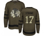 Men's Blackhawks #17 Dylan Strome Green Salute to Service Stitched Hockey Jersey