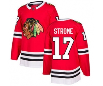 Men's Blackhawks #17 Dylan Strome Red Home Stitched Hockey Jersey