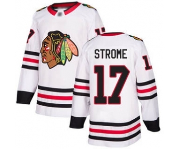 Men's Blackhawks #17 Dylan Strome White Road Stitched Hockey Jersey