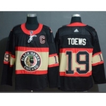 Men's Blackhawks #19 Jonathan Toews Black Throwback Authentic Stitched Hockey Jersey