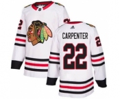 Men's Blackhawks #22 Ryan Carpenter White Road Authentic Stitched Hockey Jersey