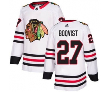 Men's Blackhawks #27 Adam Boqvist White Road Authentic Stitched Hockey Jersey