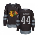 Men's Blackhawks #44 Calvin De Haan Black 1917-2017 100th Anniversary Stitched Hockey Jersey