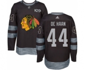 Men's Blackhawks #44 Calvin De Haan Black 1917-2017 100th Anniversary Stitched Hockey Jersey