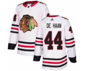 Men's Blackhawks #44 Calvin De Haan White Road Authentic Stitched Hockey Jersey