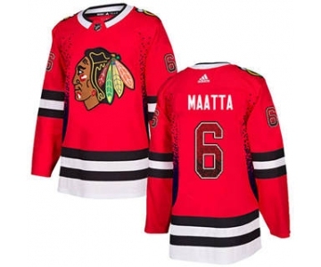 Men's Blackhawks #6 Olli Maatta Red Home Authentic Drift Fashion Stitched Hockey Jersey