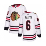 Men's Blackhawks #6 Olli Maatta White Road Authentic Stitched Hockey Jersey