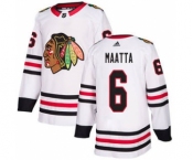 Men's Blackhawks #6 Olli Maatta White Road Authentic Stitched Hockey Jersey