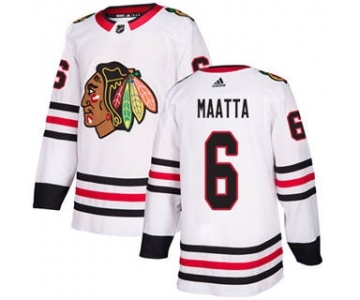 Men's Blackhawks #6 Olli Maatta White Road Authentic Stitched Hockey Jersey