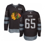 Men's Blackhawks #65 Andrew Shaw Black 1917-2017 100th Anniversary Stitched Hockey Jersey