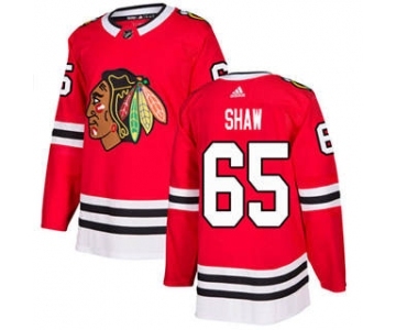 Men's Blackhawks #65 Andrew Shaw Red Home Authentic Stitched Hockey Jersey