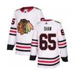 Men's Blackhawks #65 Andrew Shaw White Road Authentic Stitched Hockey Jersey