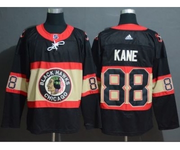 Men's Blackhawks #88 Patrick Kane Black Throwback Authentic Stitched Hockey Jersey