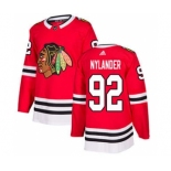 Men's Blackhawks #92 Alexander Nylander Red Home Authentic Stitched Hockey Jersey