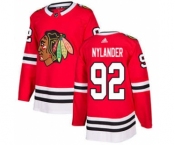 Men's Blackhawks #92 Alexander Nylander Red Home Authentic Stitched Hockey Jersey