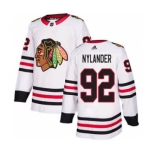 Men's Blackhawks #92 Alexander Nylander White Road Authentic Stitched Hockey Jersey