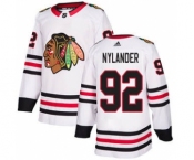 Men's Blackhawks #92 Alexander Nylander White Road Authentic Stitched Hockey Jersey