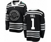 Men's Chicago Blackhawks #1 Glenn Hall Black 2019 Winter Classic Fanatics Branded Breakaway NHL Jersey