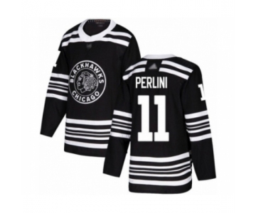 Men's Chicago Blackhawks #11 Brendan Perlini Authentic Black Alternate Hockey Jersey