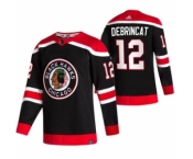 Men's Chicago Blackhawks #12 Alex DeBrincat Black 2020-21 Reverse Retro Alternate Hockey Jersey