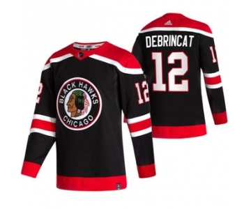 Men's Chicago Blackhawks #12 Alex DeBrincat Black 2020-21 Reverse Retro Alternate Hockey Jersey