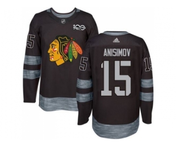 Men's Chicago Blackhawks #15 Artem Anisimov Black 1917-2017 100th Anniversary Stitched NHL Jersey