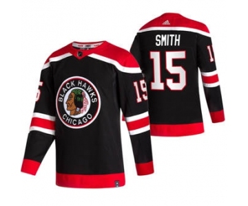 Men's Chicago Blackhawks #15 Zack Smith Black 2020-21 Reverse Retro Alternate Hockey Jersey