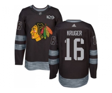 Men's Chicago Blackhawks #16 Marcus Kruger Black 1917-2017 100th Anniversary Stitched NHL Jersey