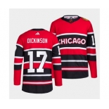 Men's Chicago Blackhawks #17 Jason Dickinson Red Black 2022 Reverse Retro Stitched Jersey