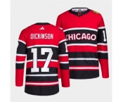 Men's Chicago Blackhawks #17 Jason Dickinson Red Black 2022 Reverse Retro Stitched Jersey