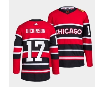 Men's Chicago Blackhawks #17 Jason Dickinson Red Black 2022 Reverse Retro Stitched Jersey