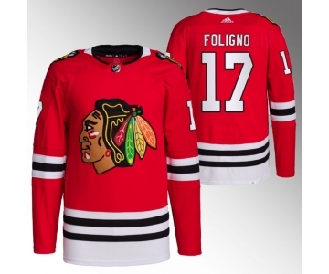 Men's Chicago Blackhawks #17 Nick Foligno Red Stitched Hockey Jersey