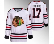 Men's Chicago Blackhawks #17 Nick Foligno White Stitched Hockey Jersey