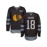 Men's Chicago Blackhawks #18 Denis Savard Black 1917-2017 100th Anniversary Stitched NHL Jersey