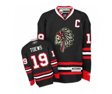 Men's Chicago Blackhawks #19 Jonathan Toews Reebok Premier Black Skull Ice Hockey Jersey