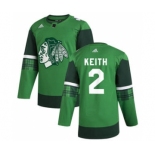 Men's Chicago Blackhawks #2 Duncan Keith 2020 St. Patrick's Day Stitched Hockey Jersey Green