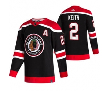 Men's Chicago Blackhawks #2 Duncan Keith Black 2020-21 Reverse Retro Alternate Hockey Jersey