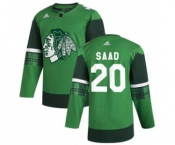 Men's Chicago Blackhawks #20 Brandon Saad 2020 St. Patrick's Day Stitched Hockey Jersey Green