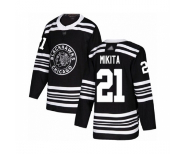 Men's Chicago Blackhawks #21 Stan Mikita Authentic Black Alternate Hockey Jersey