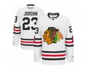 Men's Chicago Blackhawks #23 Michael Jordan White 2015 Winter Classic Jersey