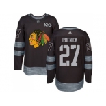 Men's Chicago Blackhawks #27 Jeremy Roenick Black 1917-2017 100th Anniversary Stitched NHL Jersey