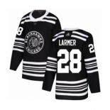 Men's Chicago Blackhawks #28 Steve Larmer Authentic Black Alternate Hockey Jersey