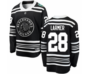 Men's Chicago Blackhawks #28 Steve Larmer Black 2019 Winter Classic Fanatics Branded Breakaway NHL Jersey