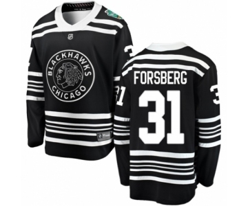 Men's Chicago Blackhawks #31 Anton Forsberg Black 2019 Winter Classic Fanatics Branded Breakaway NHL Jersey