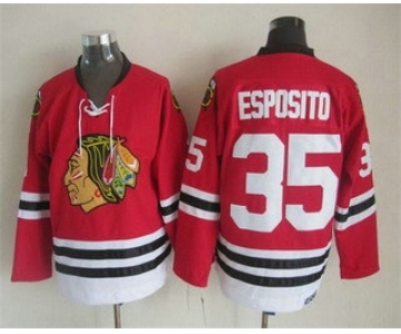 Men's Chicago Blackhawks #35 Tony Esposito Red Throwback Jersey