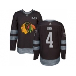 Men's Chicago Blackhawks #4 Bobby Orr Black 1917-2017 100th Anniversary Stitched NHL Jersey