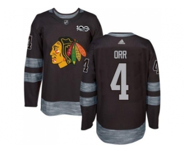 Men's Chicago Blackhawks #4 Bobby Orr Black 1917-2017 100th Anniversary Stitched NHL Jersey