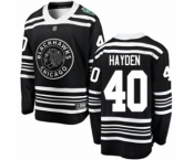 Men's Chicago Blackhawks #40 John Hayden Black 2019 Winter Classic Fanatics Branded Breakaway NHL Jersey