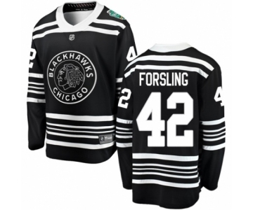 Men's Chicago Blackhawks #42 Gustav Forsling Black 2019 Winter Classic Fanatics Branded Breakaway NHL Jersey